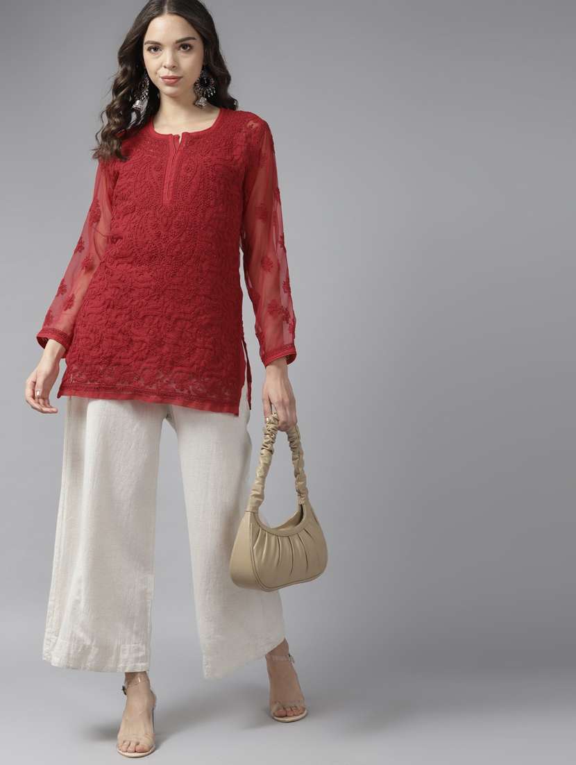 Buy online Ada Hand Embroidered Red 
