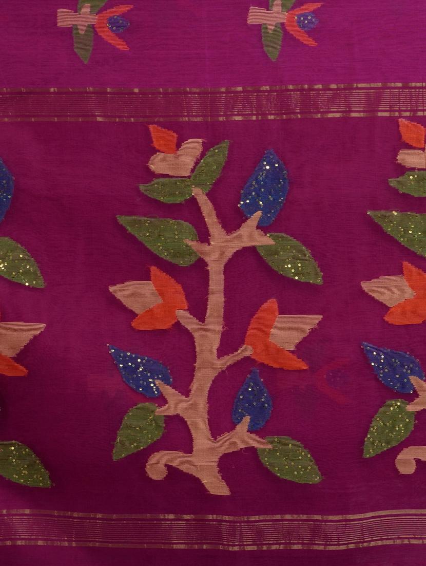 pink handloom saree with blouse - 18223582 - Standard Image - 3