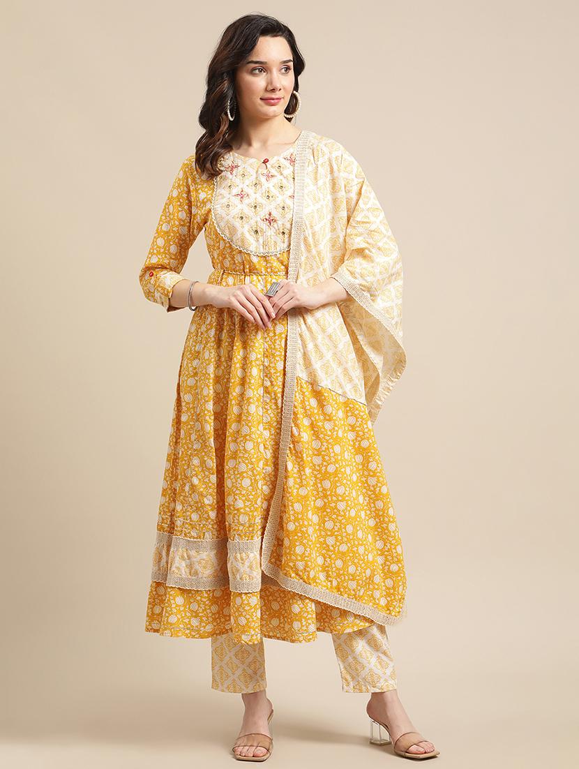 yellow cotton kurta pant  set - 18223891 -  Zoom Image - 0