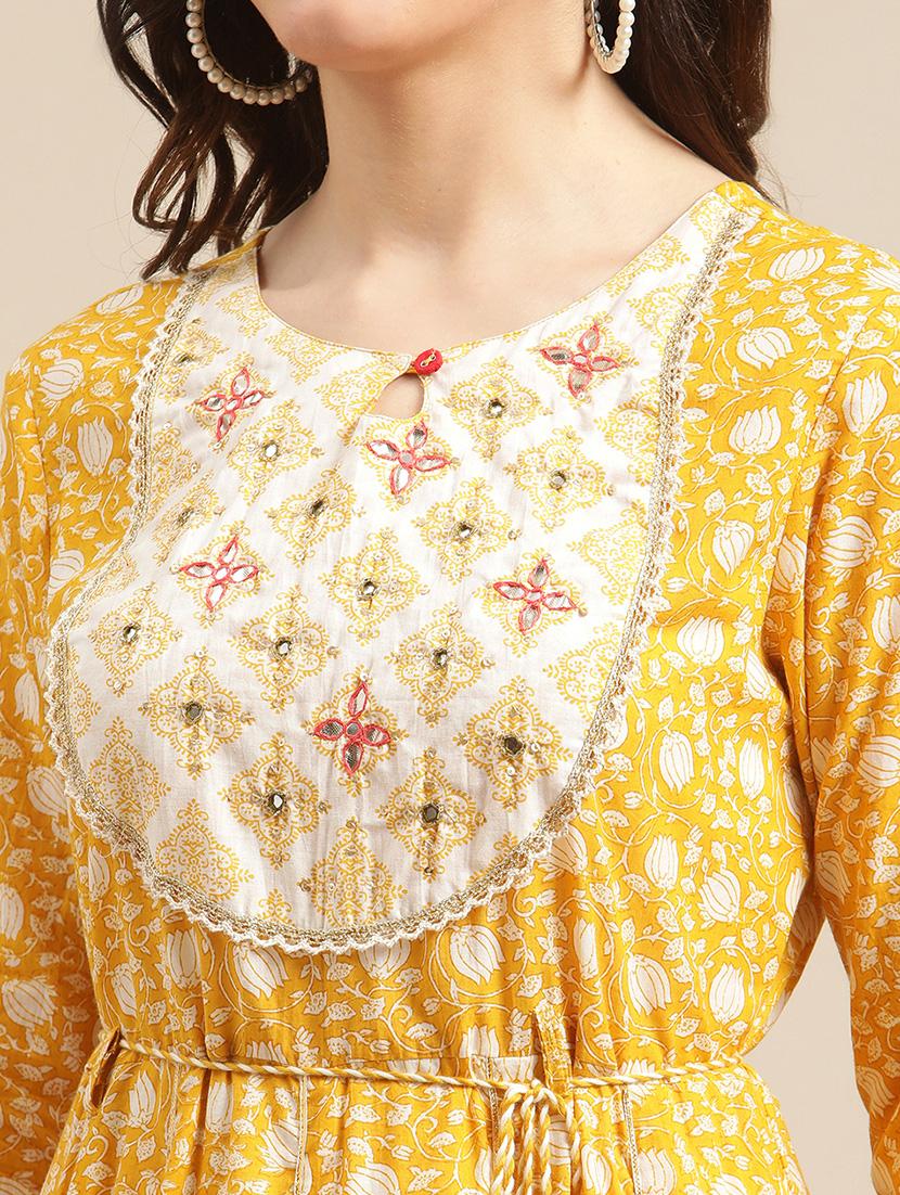 yellow cotton kurta pant set - 18223891 - Standard Image - 5