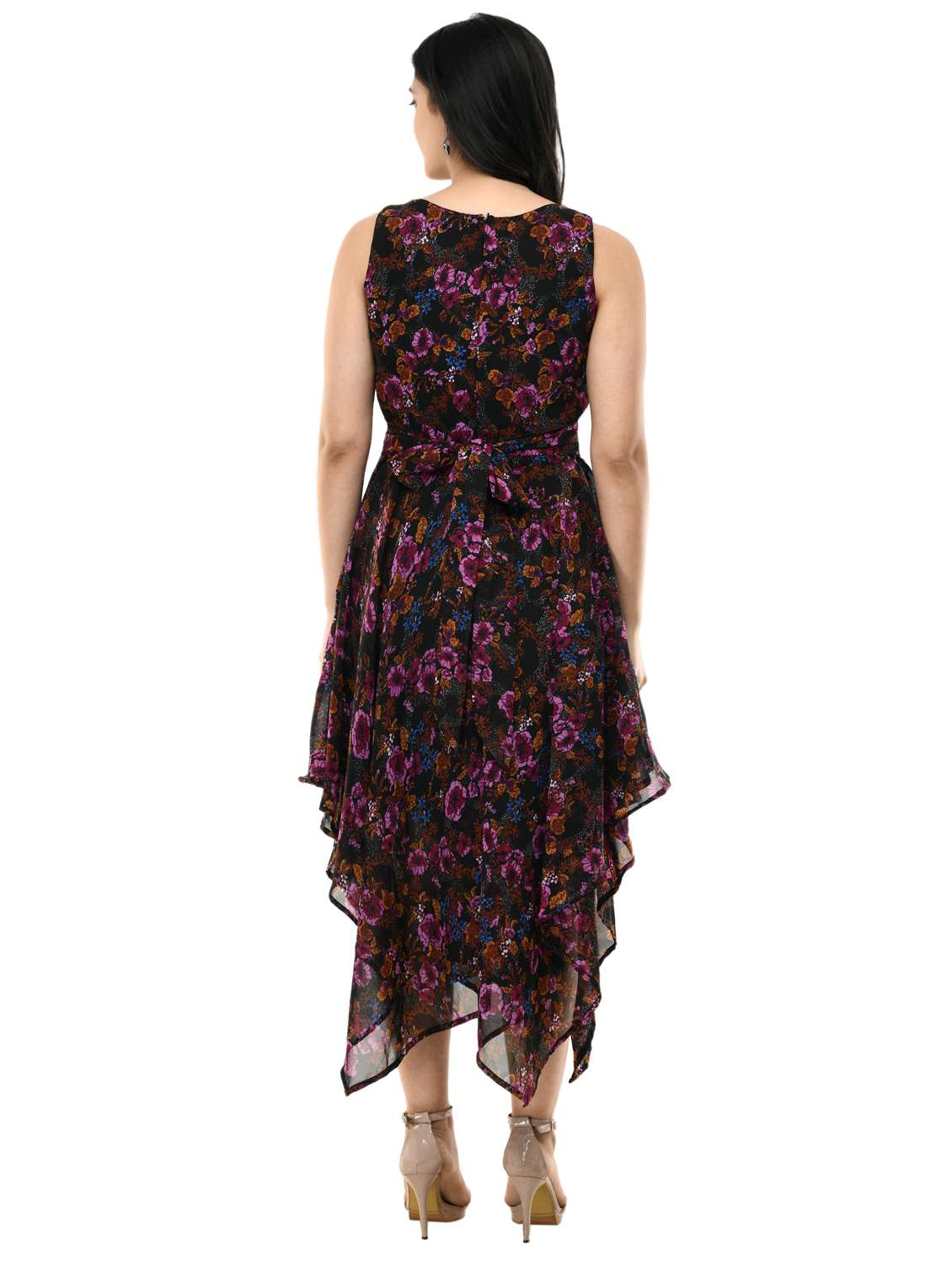 Multi Colored Printed Asymmetric Dress - 18224317 -  Standard Image - 3