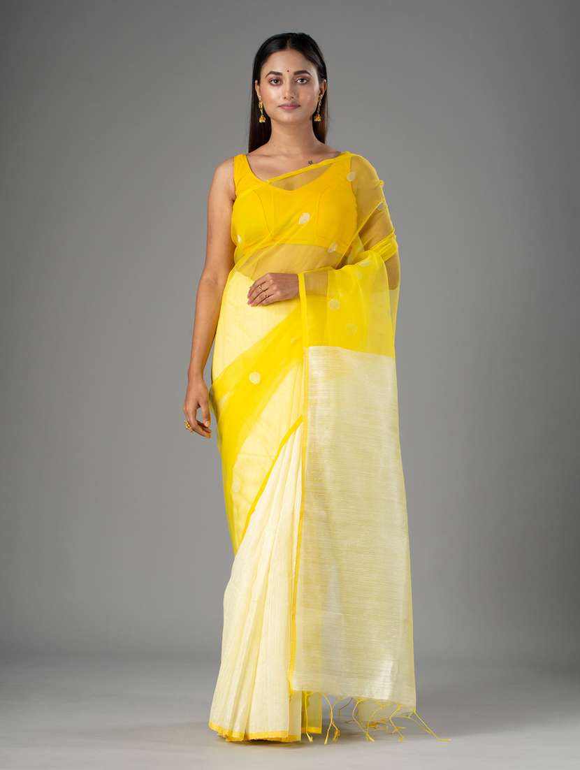 yellow silk saree with blouse - 18224678 - Zoom Image - 0