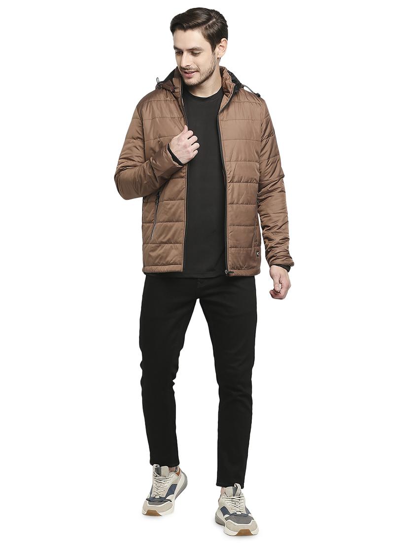 beige solid hooded quilted jacket - 18225976 - Standard Image - 3