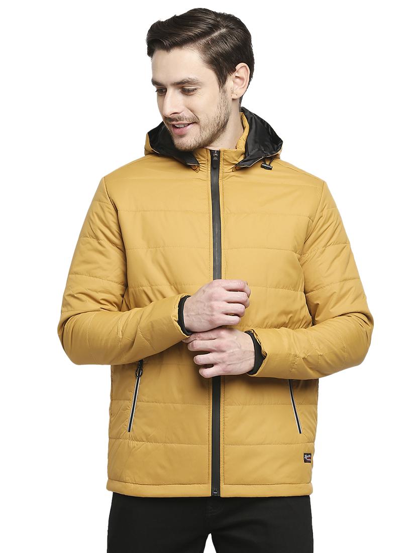 yellow solid hooded quilted jacket - 18225978 - Zoom Image - 0