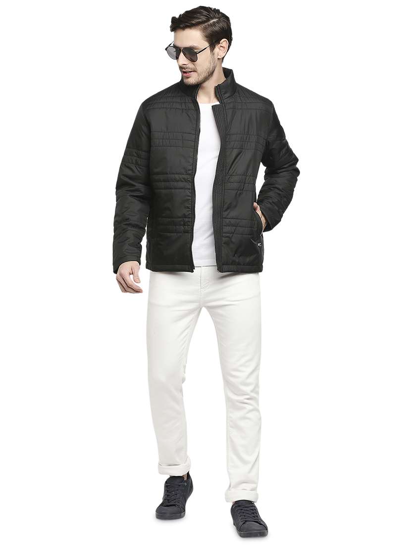 black solid quilted jacket - 18225981 - Standard Image - 3