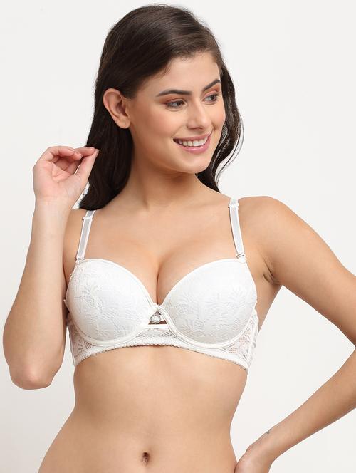 white solid plunge bra - 18226044 -  Standard Image - 0