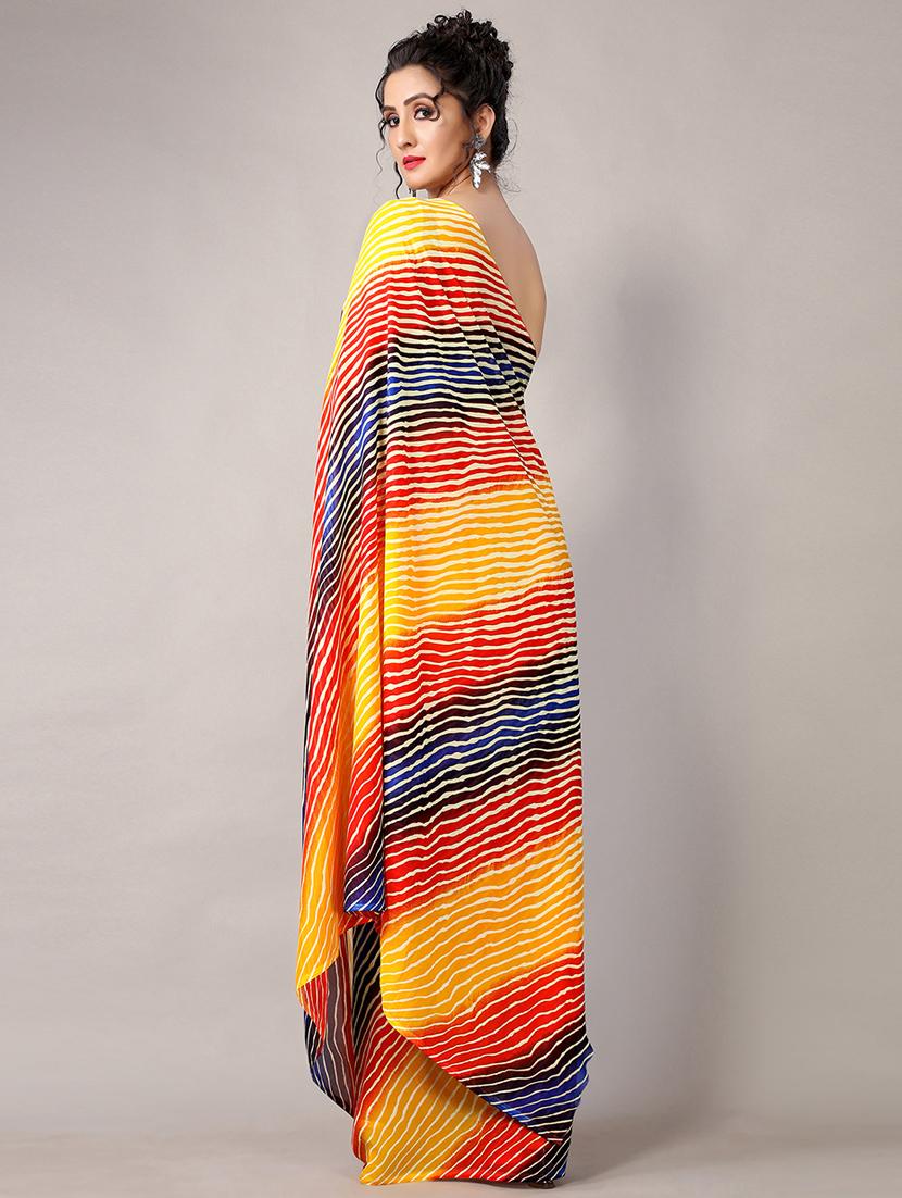 blue georgette printed saree with blouse - 18226315 - Standard Image - 3