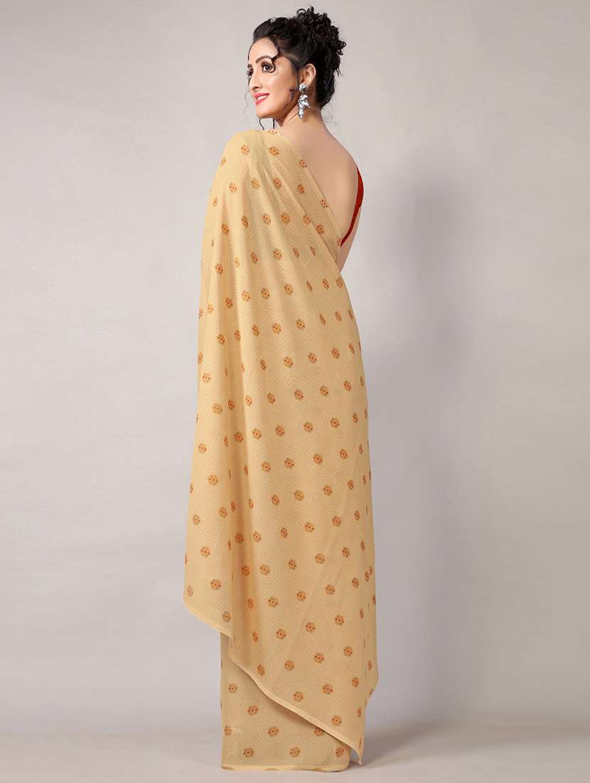 beige georgette printed saree with blouse - 18226319 - Standard Image - 3