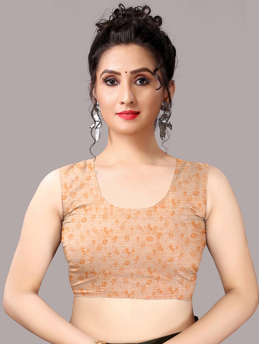 peach georgette printed saree with blouse - 18226326 - Standard Image - 5