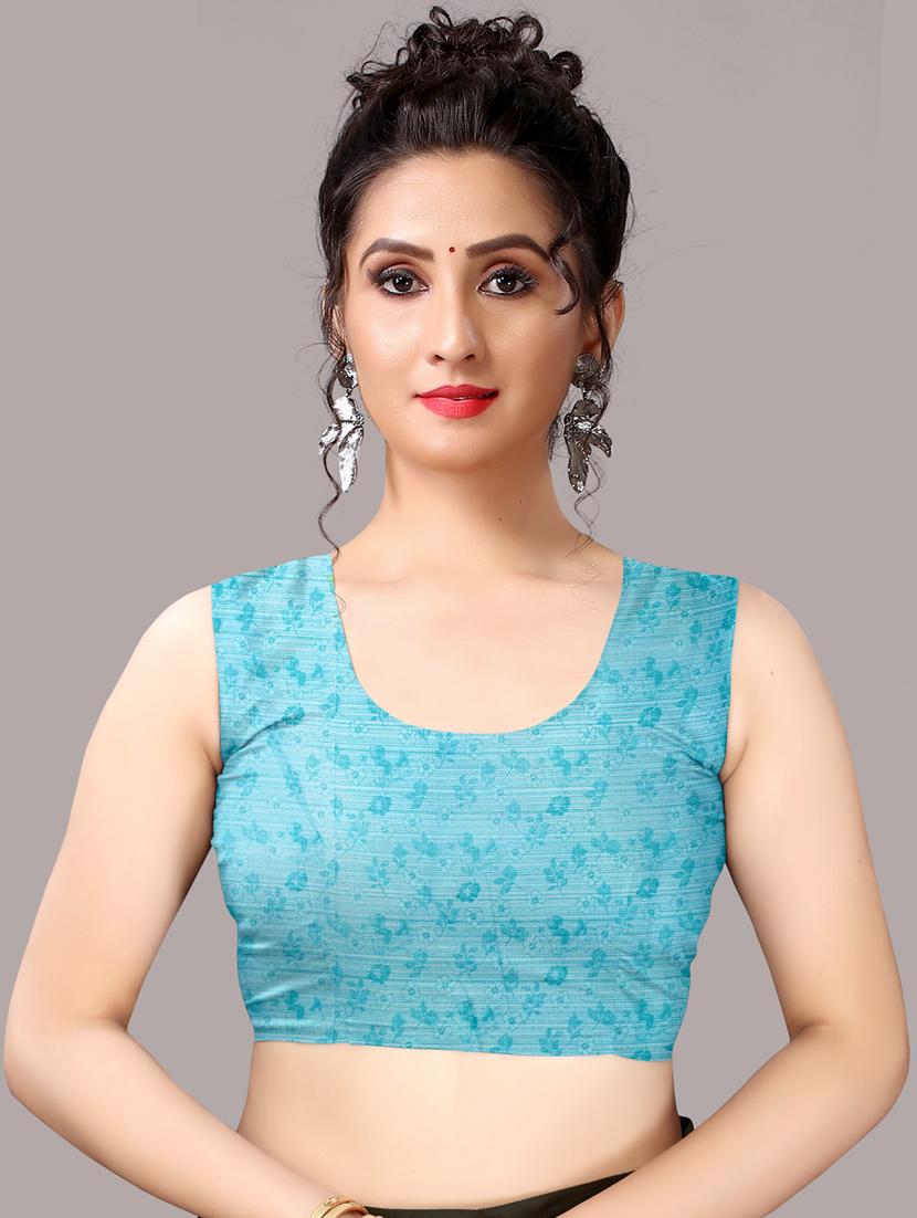 turquoise georgette printed saree with blouse - 18226327 - Standard Image - 5