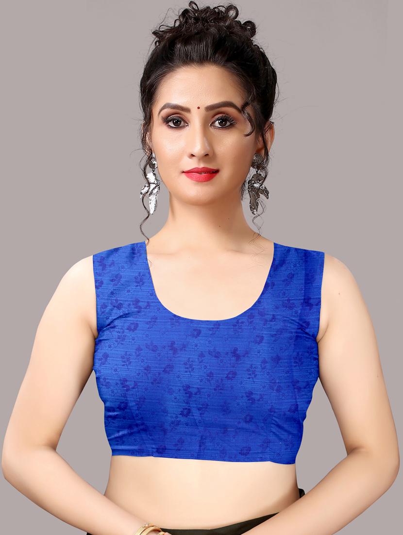 indigo georgette printed saree with blouse - 18226331 - Standard Image - 5