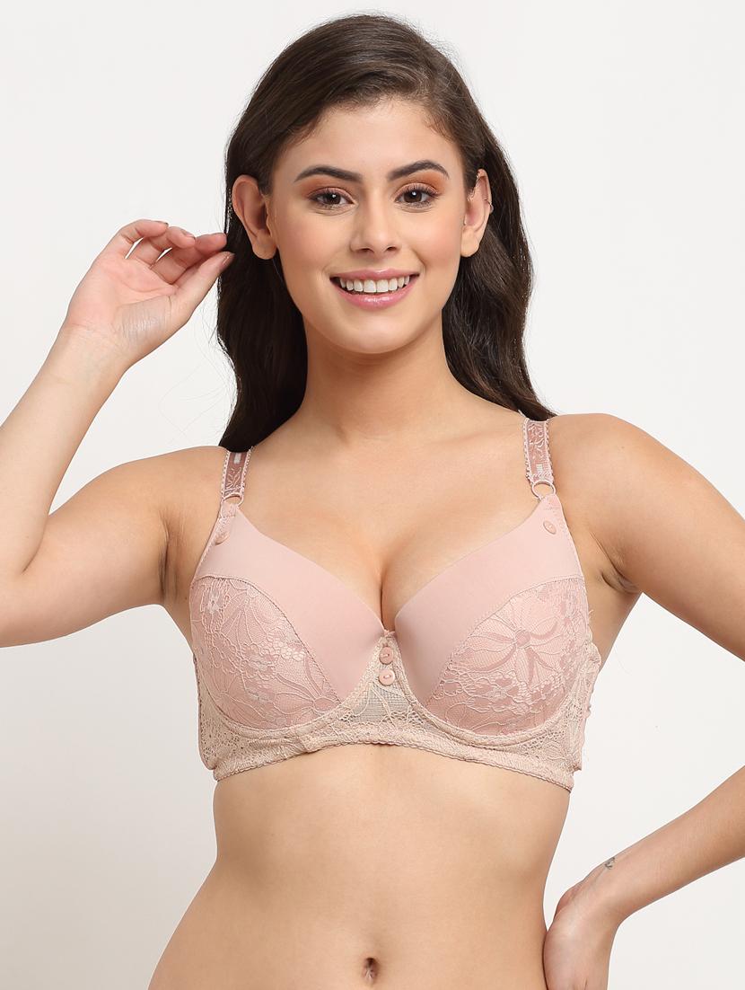 beige solid plunge bra - 18226333 - Zoom Image - 0