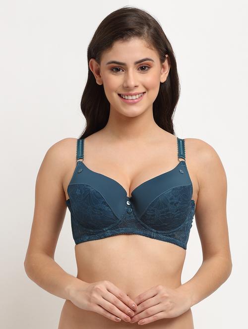 dark blue solid plunge bra - 18226335 -  Standard Image - 0