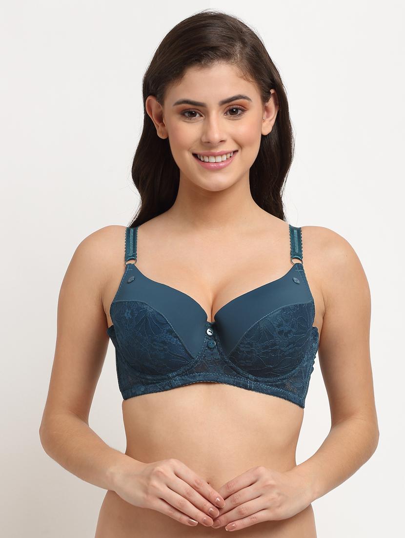 dark blue solid plunge bra - 18226335 -  Zoom Image - 0
