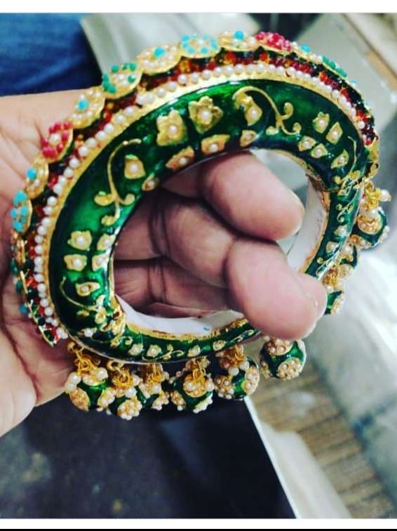 green tone beads studded bangles - 18226811 - Zoom Image - 0