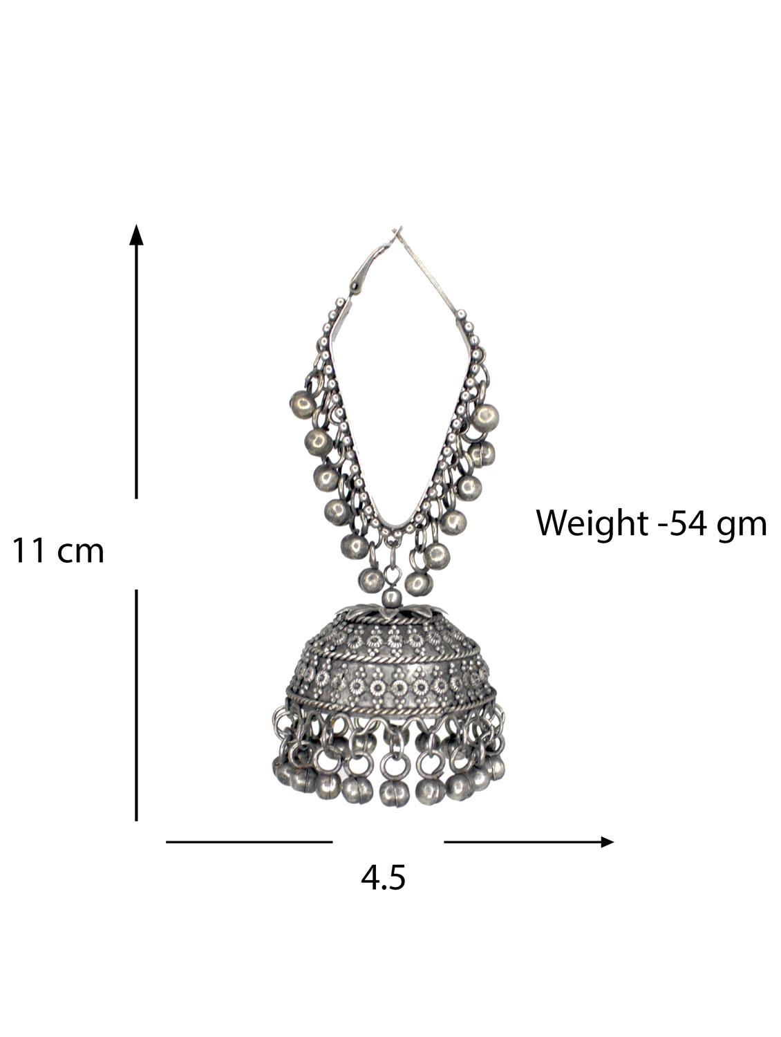 black metal jhumka earring - 18226854 - Standard Image - 3
