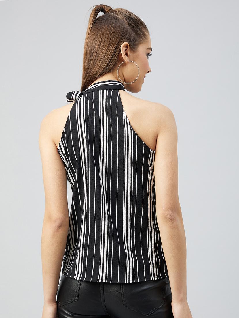 women's straight tie-up neck top - 18226868 - Standard Image - 3