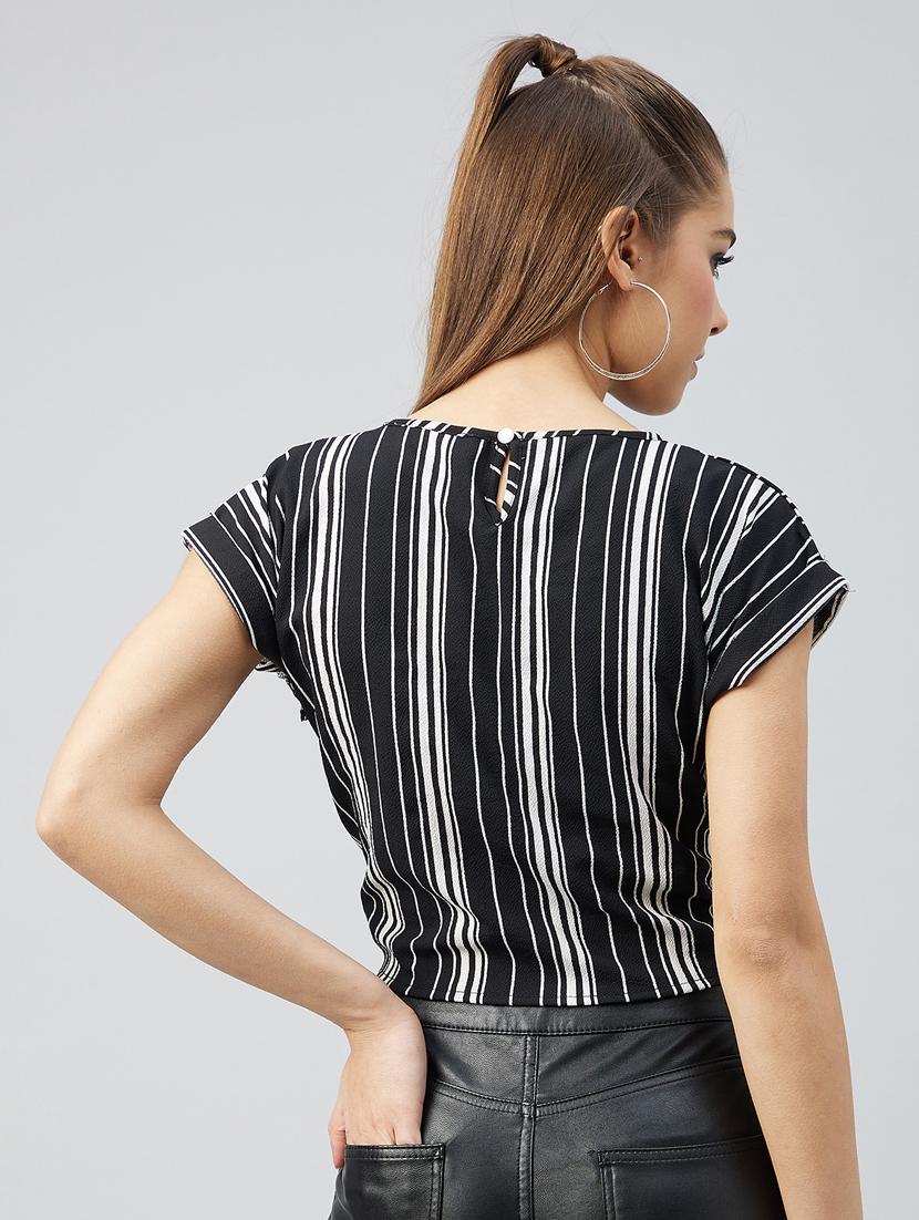 women's crop round neck top - 18226869 - Standard Image - 3