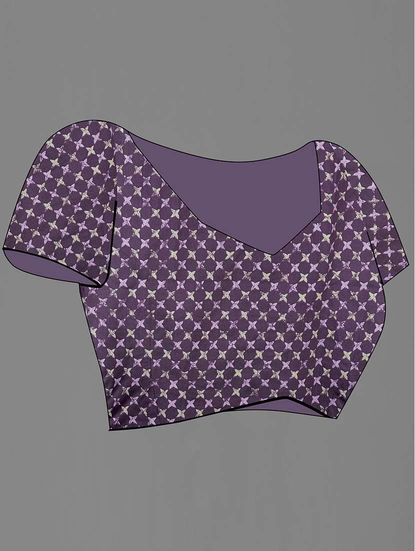 purple cotton blend saree with blouse - 18227001 -  Standard Image - 3