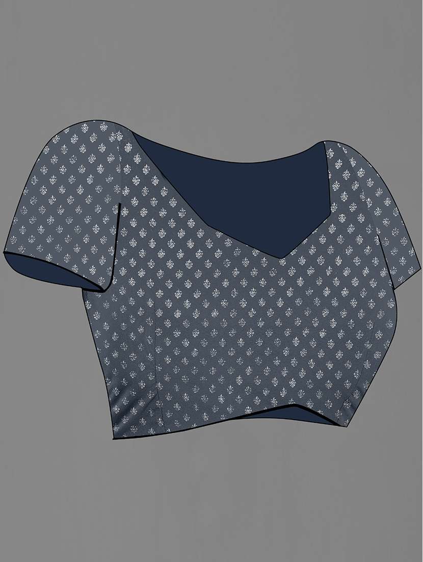 grey cotton blend saree with blouse - 18227003 -  Standard Image - 3