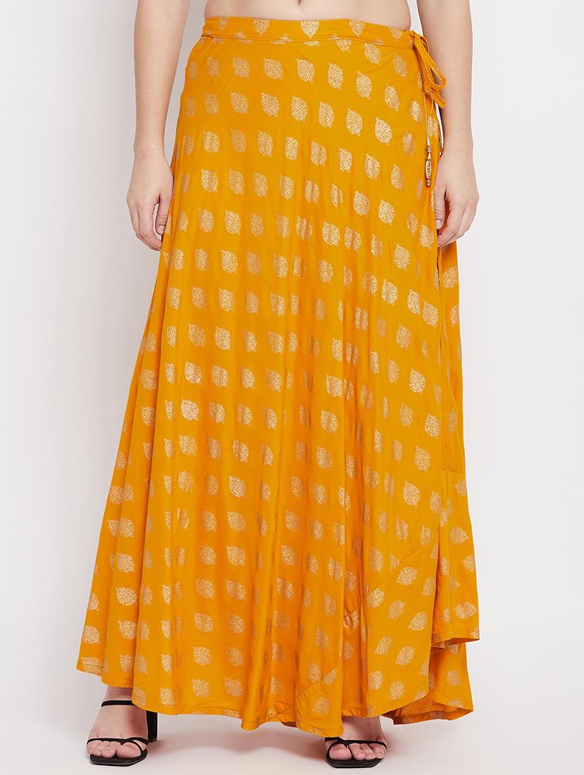 yellow printed flared skirt - 18227322 -  Zoom Image - 0