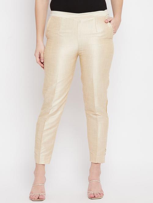 beige solid mid rise trouser - 18227357 -  Standard Image - 0