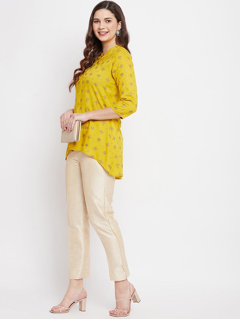 beige solid mid rise trouser - 18227357 - Standard Image - 3