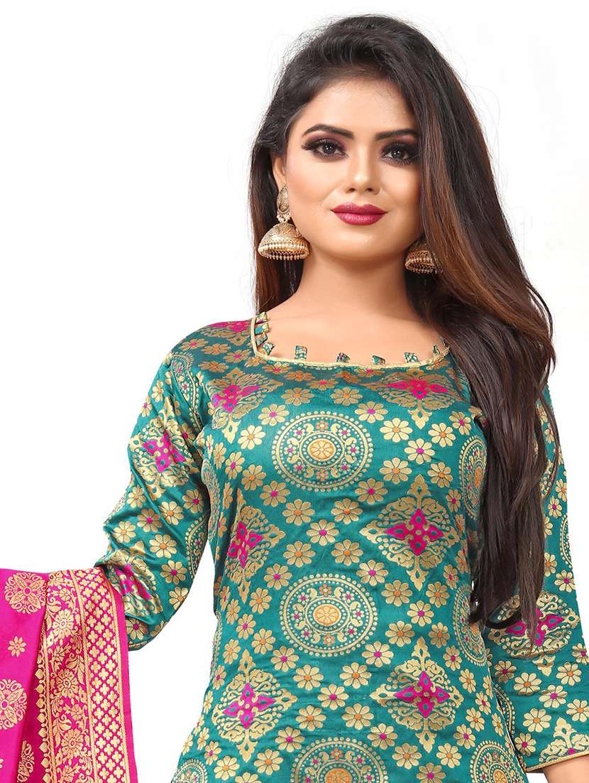 self design banarasi work unstitched suit set - 18227641 - Standard Image - 3