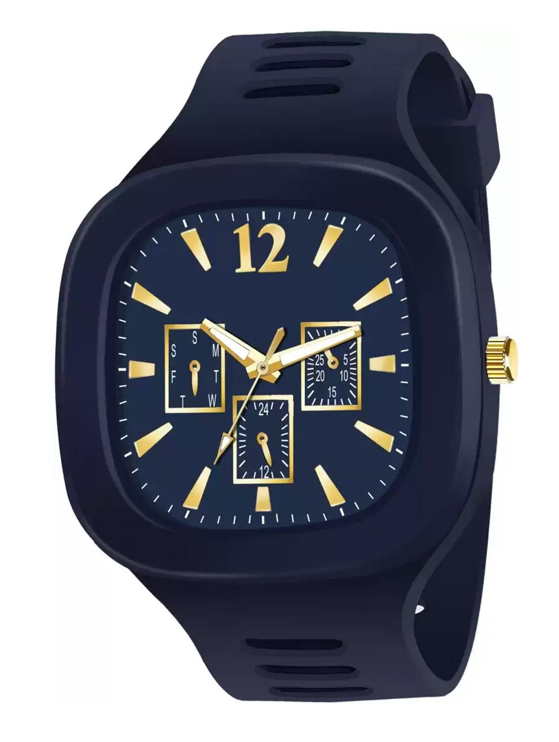 lorenz stylish square blue dial smooth silicon strap addi stylish designer analog watch- blue | mk-3098k - 18227662 -  Zoom Image - 0