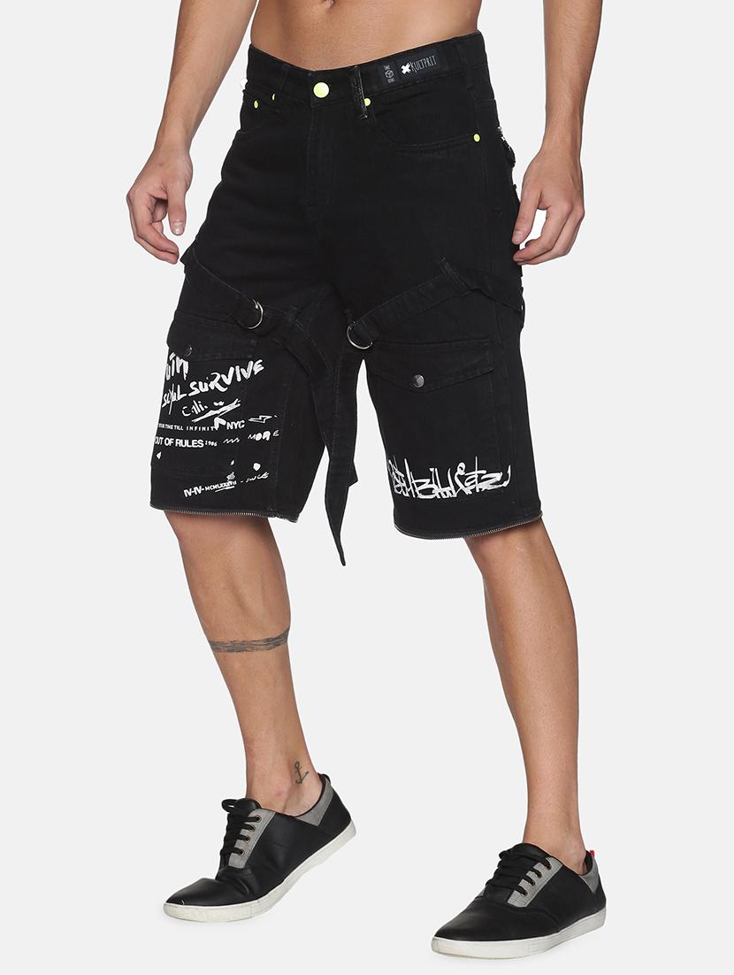 black color-blocked zipper-attachment washed jean - 18228562 - Standard Image - 3
