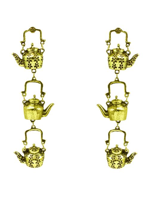 gold metal drop earring - 18228988 - Standard Image - 0