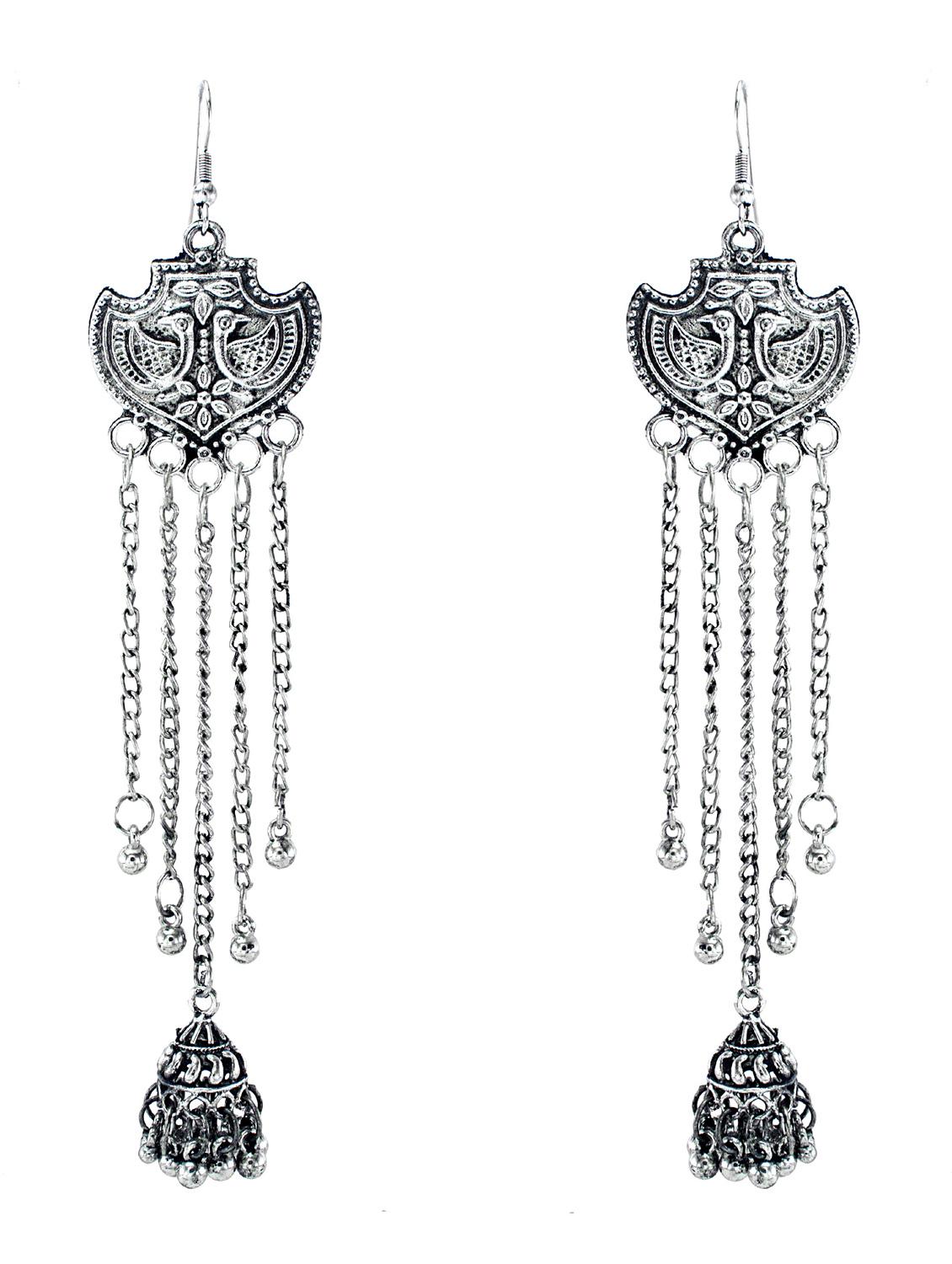 silver metal drop earring - 18229775 - Zoom Image - 0