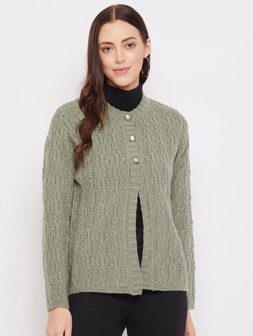 green solid cardigan - 18229834 - Standard Image - 0