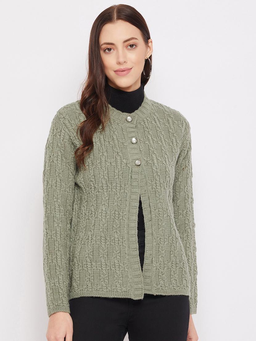 green solid cardigan - 18229834 - Zoom Image - 0