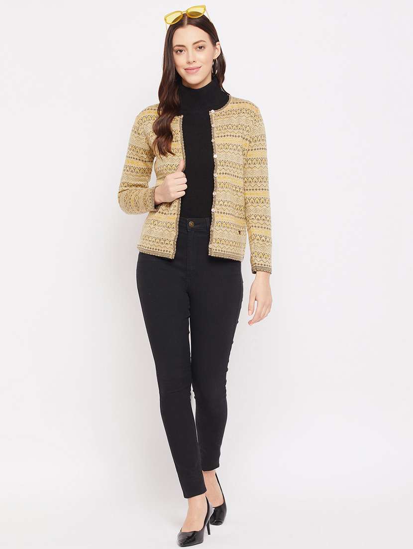 yellow printed cardigan - 18229843 - Standard Image - 3