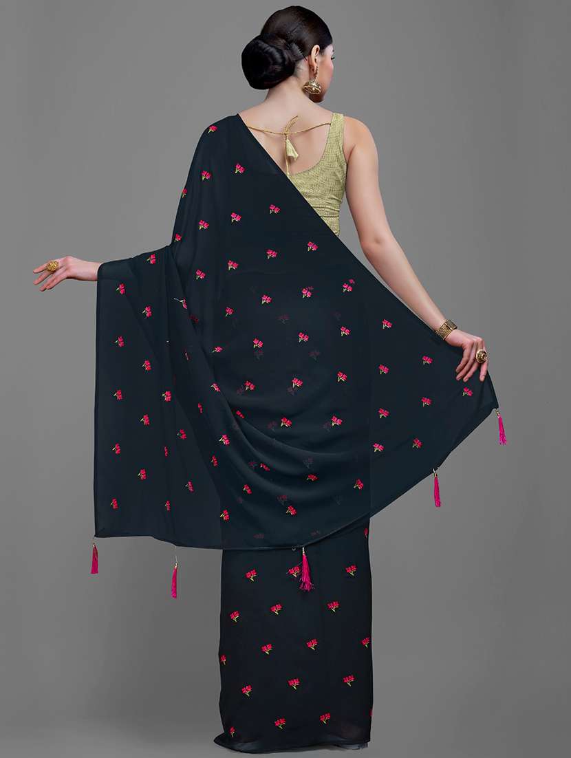 women's embroidered saree with blouse - 18229858 - Standard Image - 3