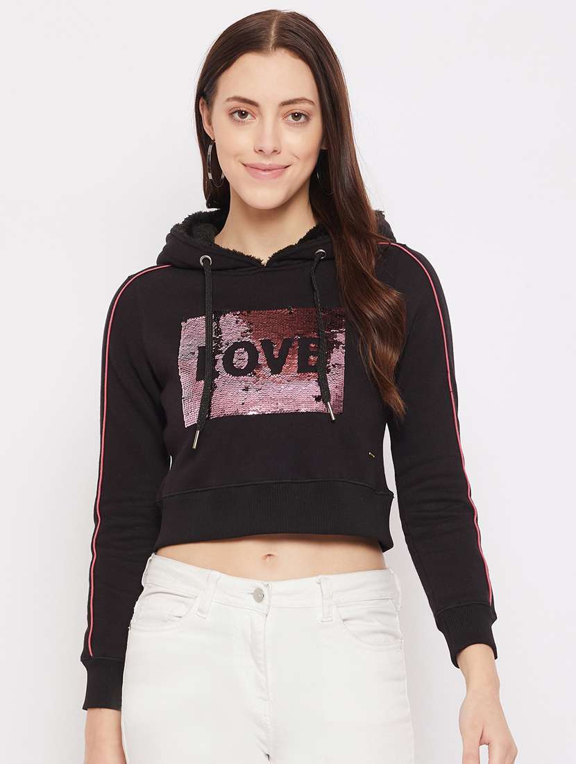 black printed hoodies sweatshirt - 18229880 - Zoom Image - 0