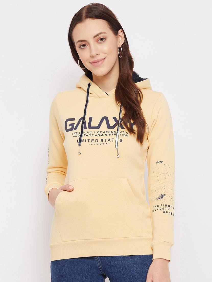 yellow printed hoodies sweatshirt - 18229884 - Zoom Image - 0