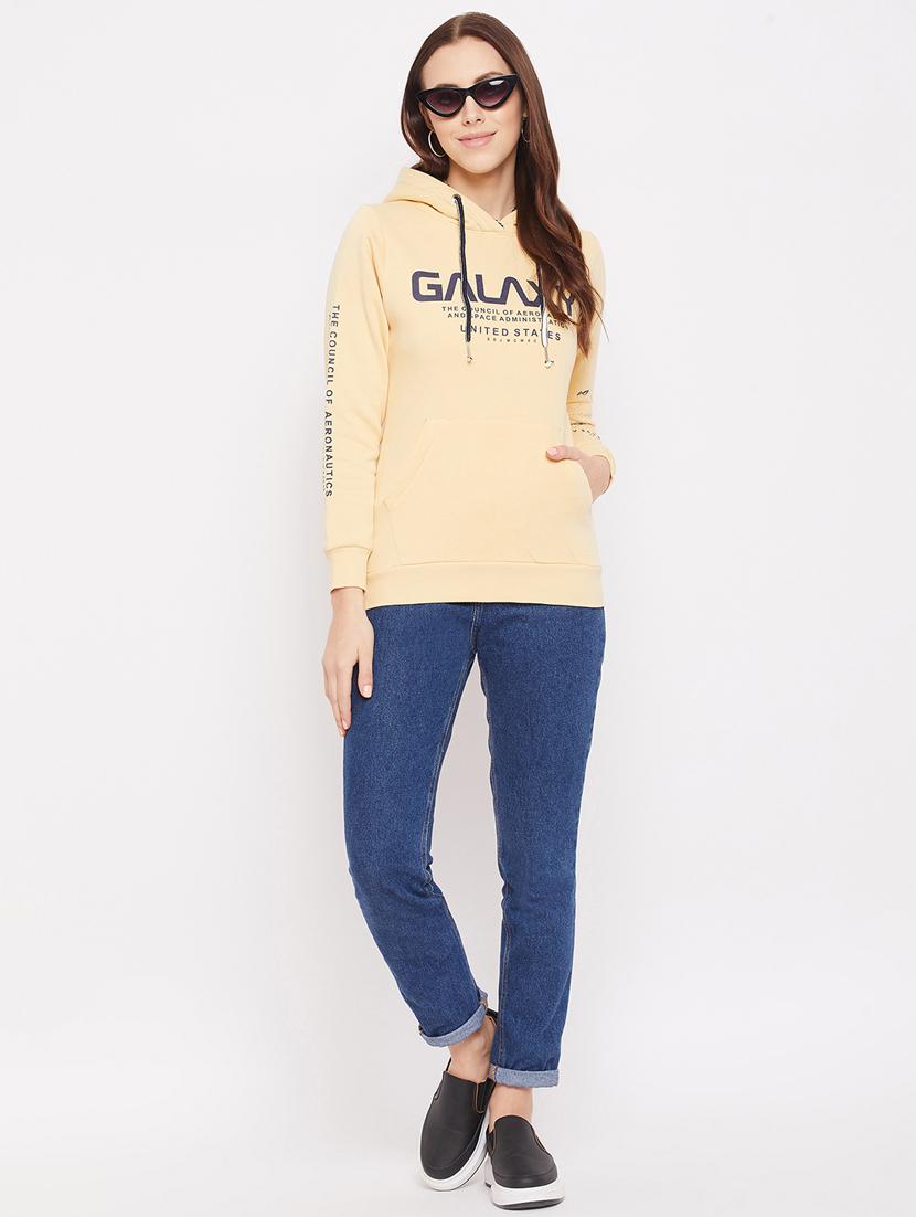 yellow printed hoodies sweatshirt - 18229884 - Standard Image - 3