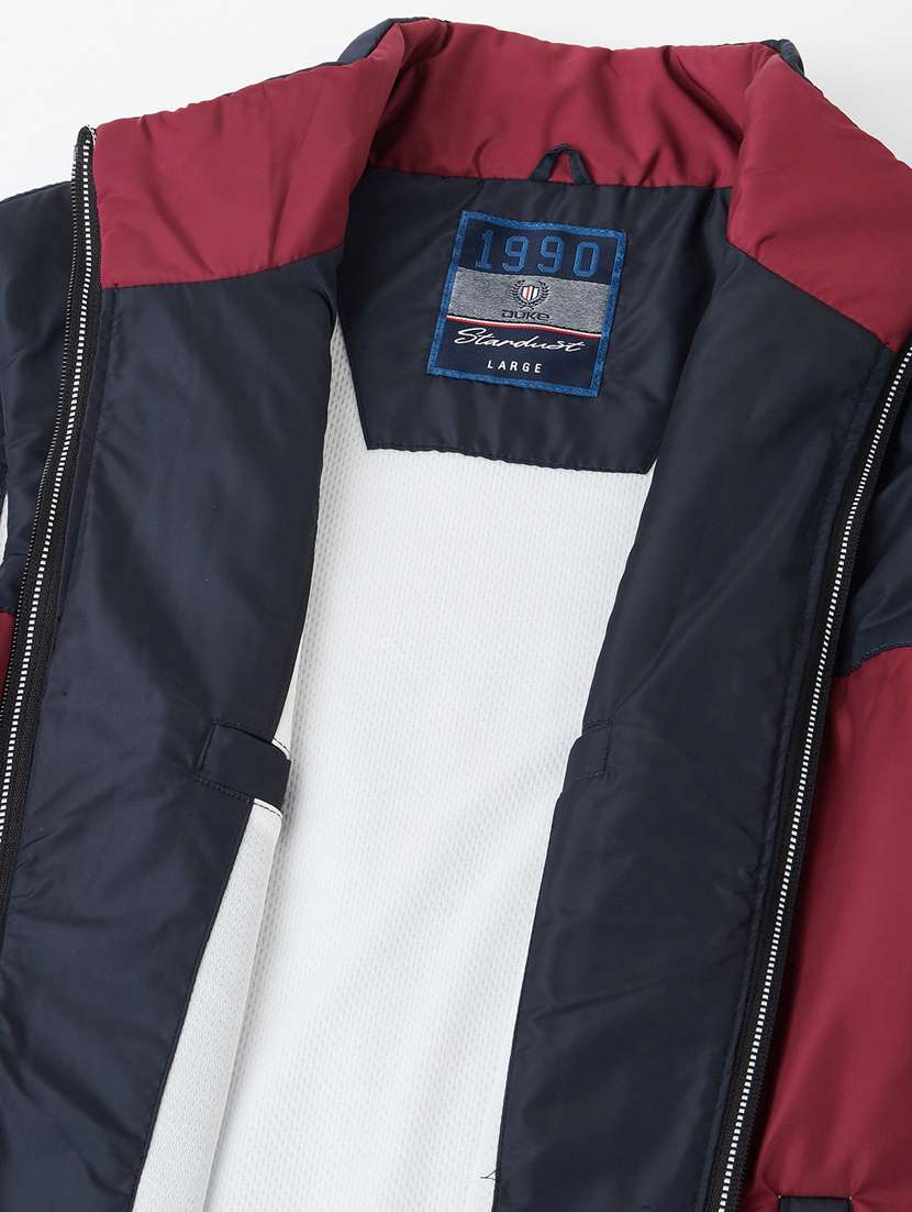 navy blue color-blocked quilted jacket - 18229916 -  Standard Image - 5