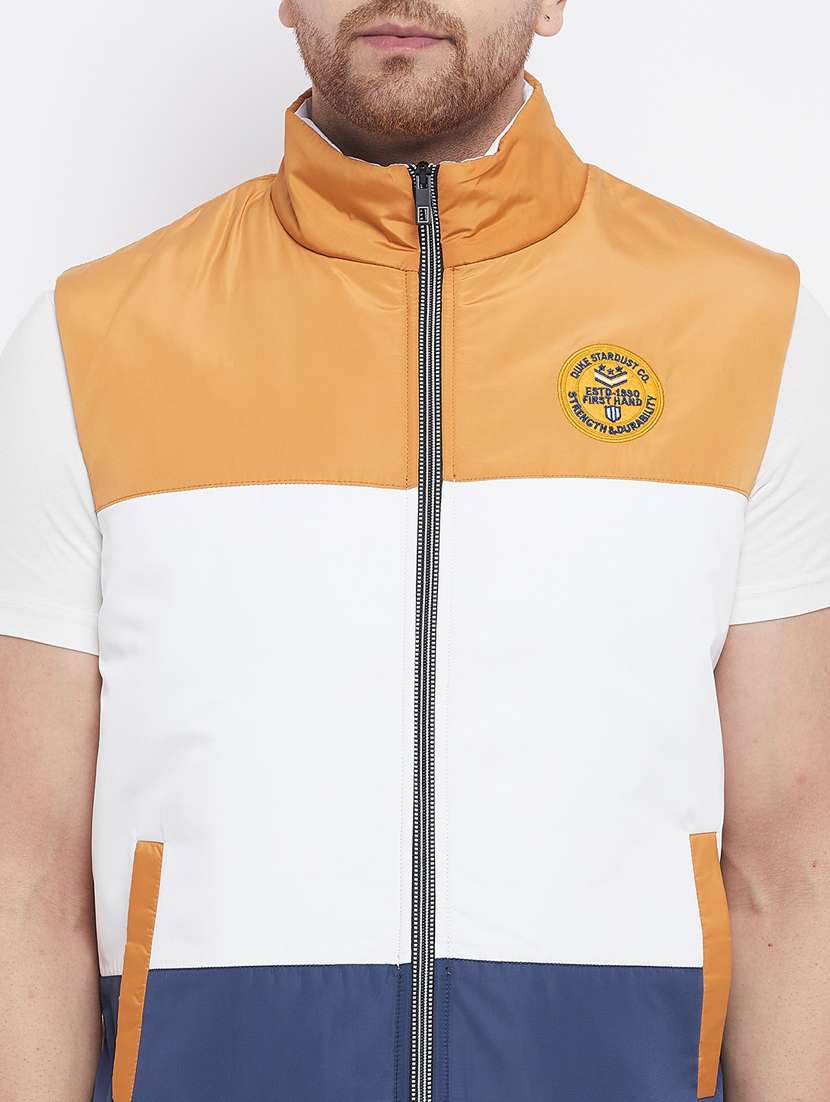 yellow color-blocked quilted jacket - 18229917 -  Standard Image - 5