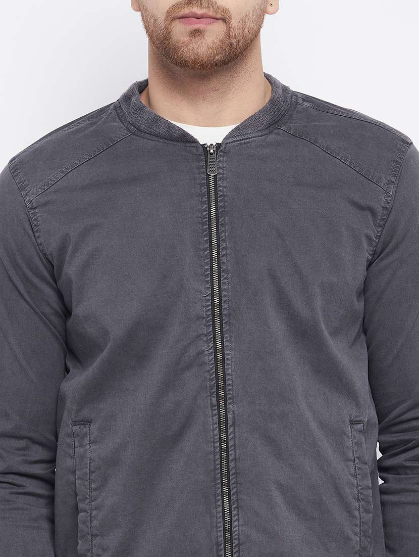 grey solid quilted jacket - 18229919 -  Standard Image - 5