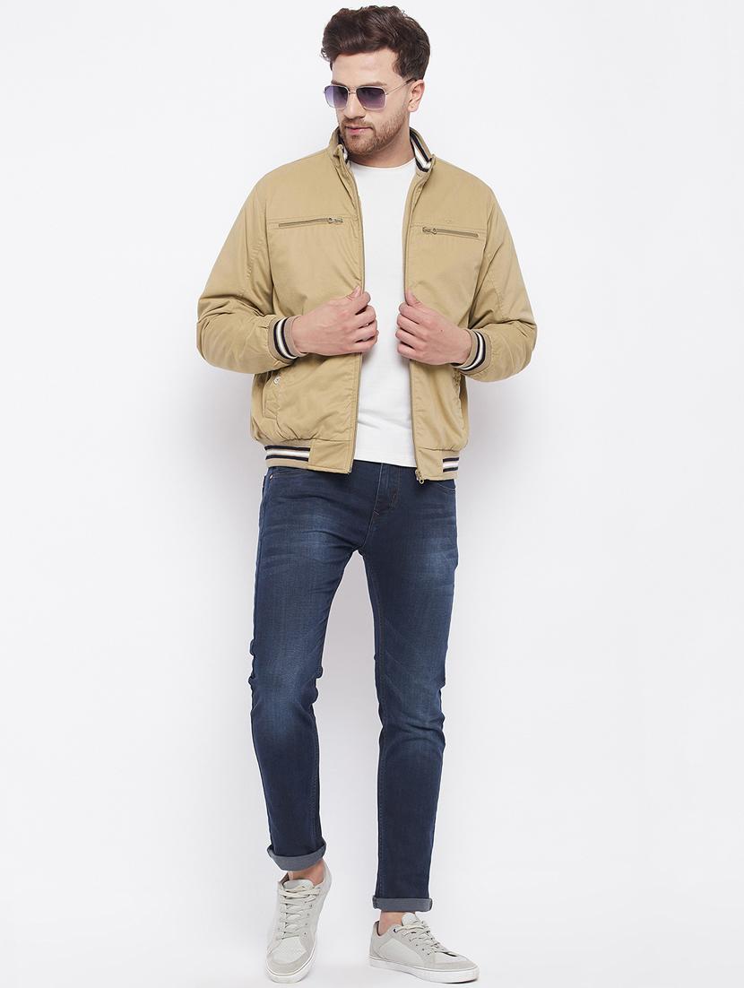 beige solid bomber jacket - 18229920 - Standard Image - 3