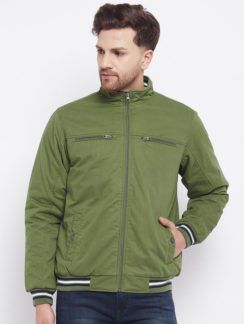 green solid quilted bomber jacket - 18229921 - Zoom Image - 0
