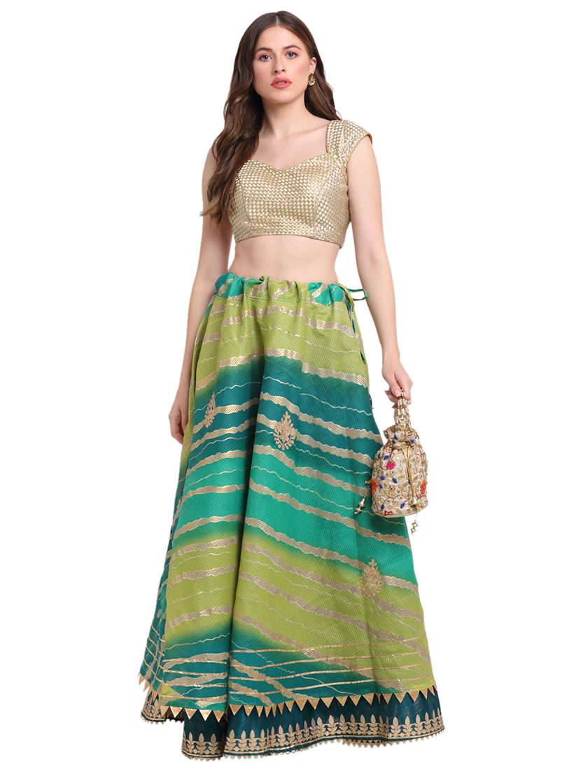 green printed flared skirt - 18230217 -  Standard Image - 3