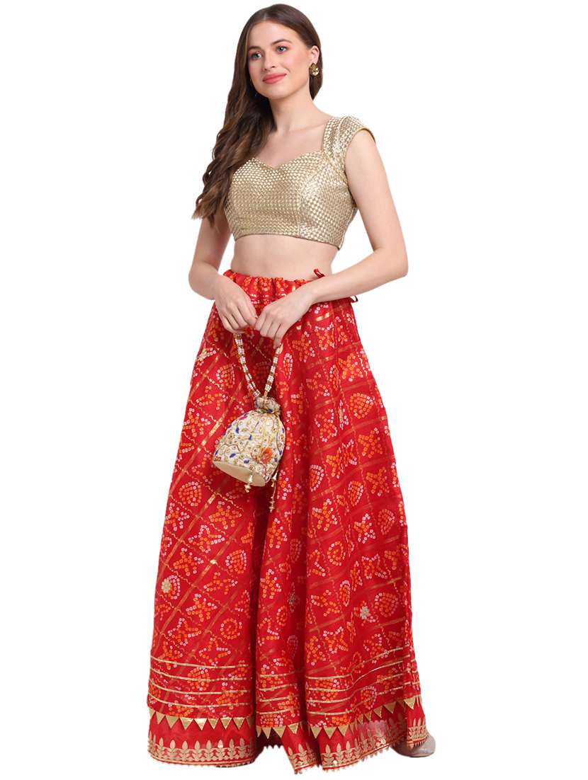 red printed flared skirt - 18230220 -  Standard Image - 3