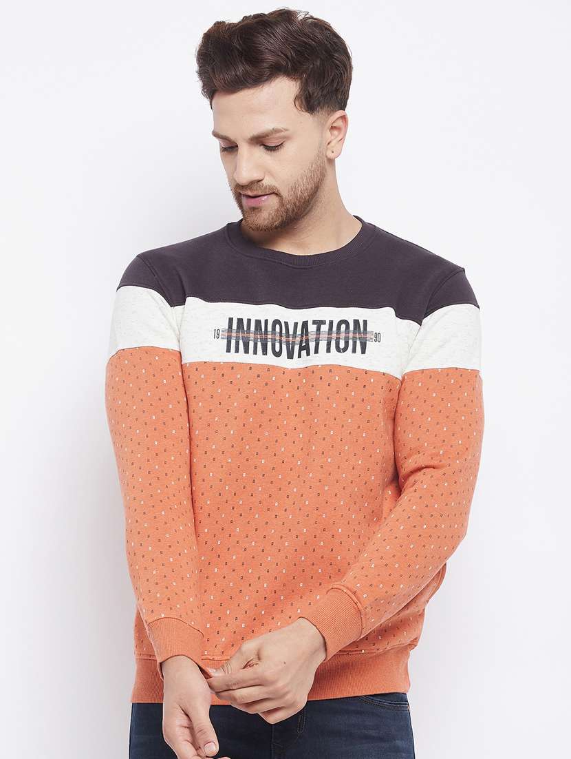 peach color-blocked sweatshirt - 18230244 -  Zoom Image - 0
