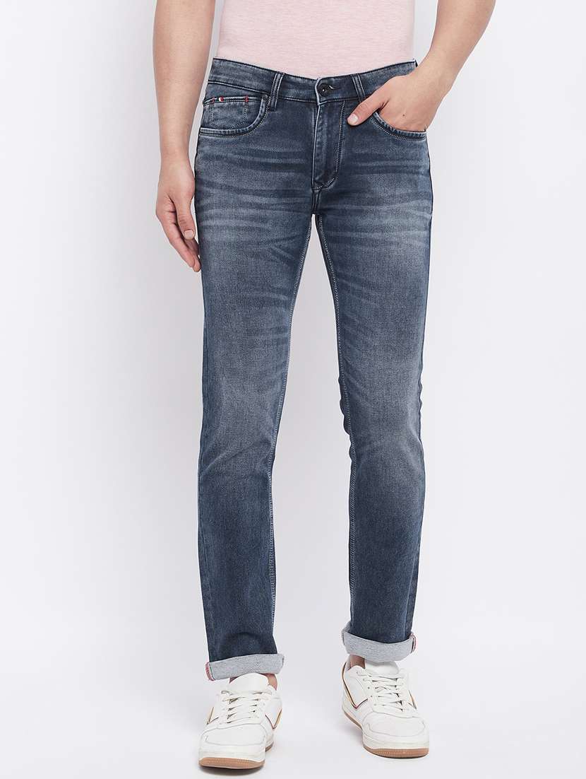 navy-blue plain light-washed jean - 18230302 - Zoom Image - 0