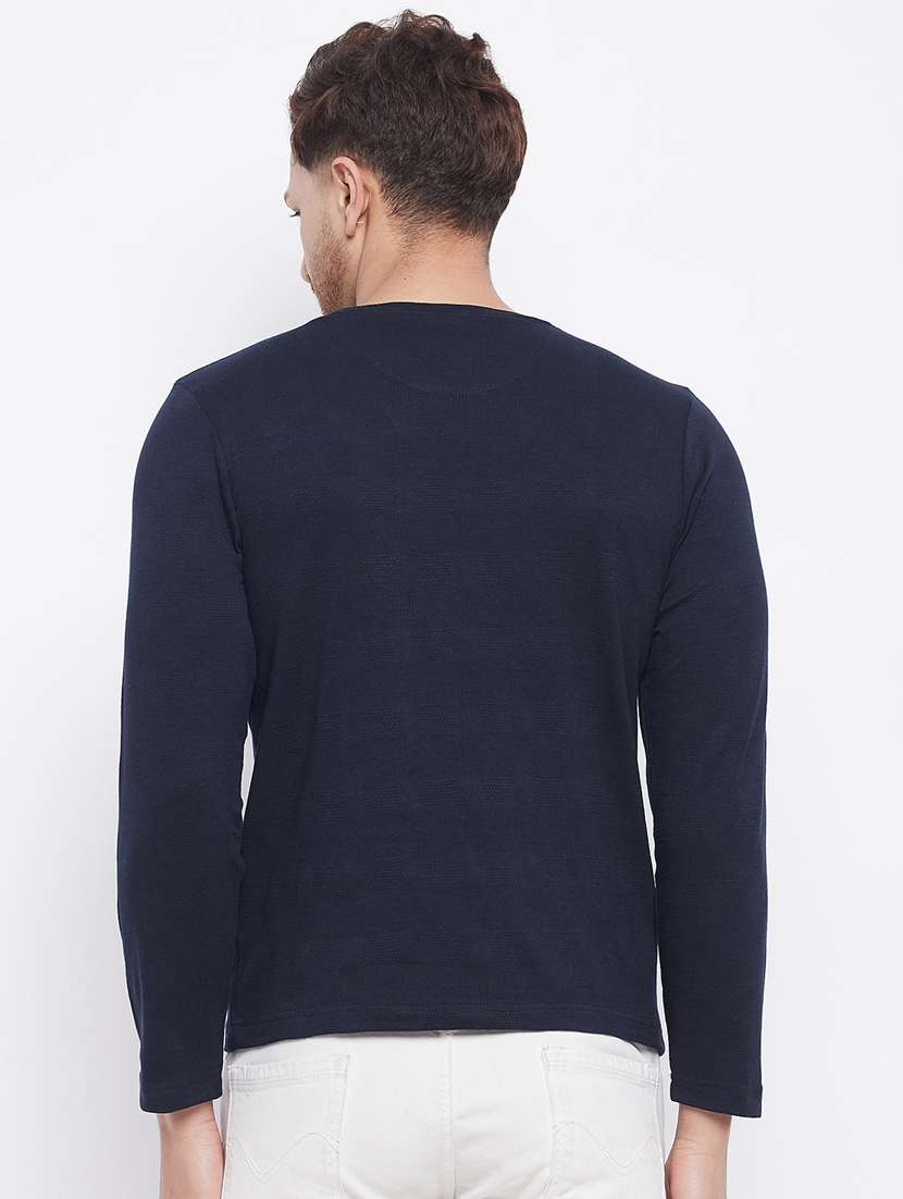 navy blue chest-printed t-shirt - 18230324 -  Standard Image - 3