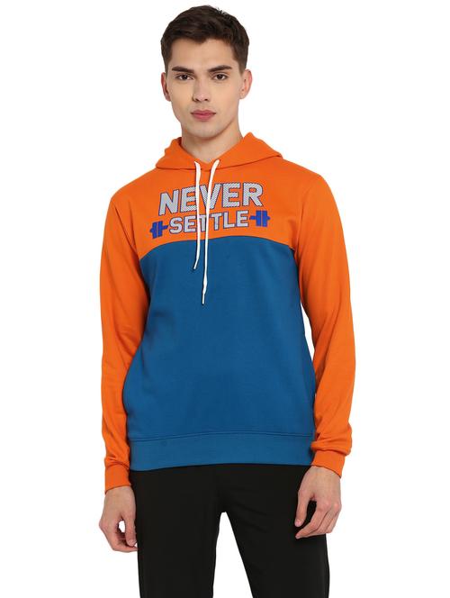 orange chest-printed cut & sew hooded sweatshirt - 18230342 - Standard Image - 0